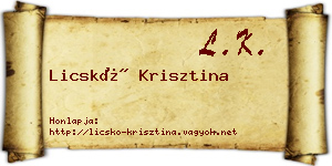 Licskó Krisztina névjegykártya